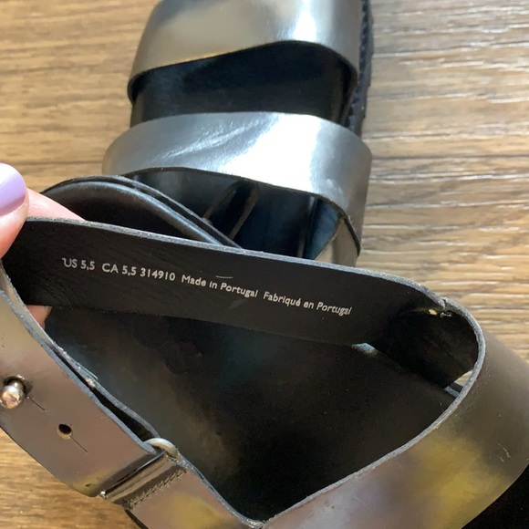 COS Metallic Silver Leather Platform Sandals - Picture 4 of 4